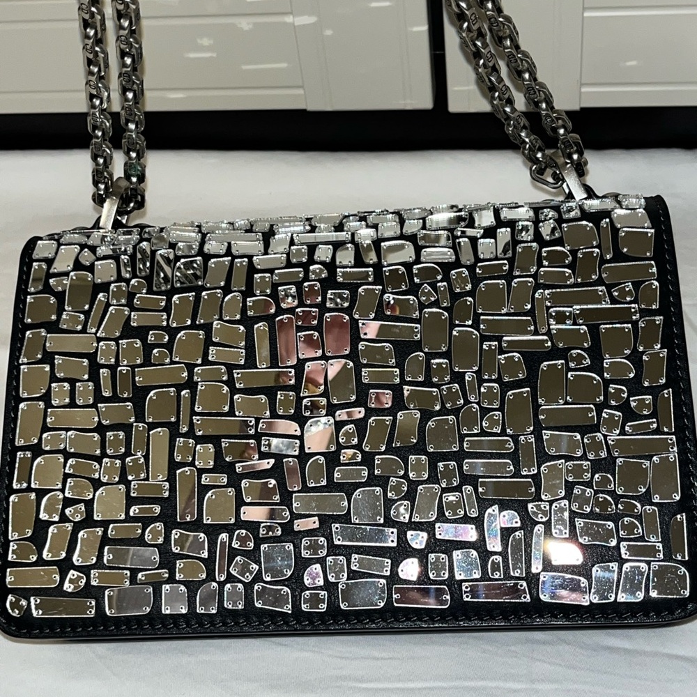Christian Dior J'Adior Black Smooth Calf Skin Embroidered Mosaic Mirror … - Picture 4 of 12